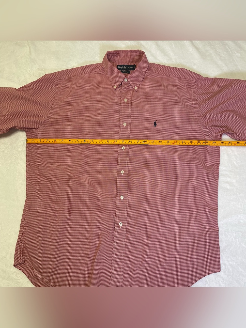 Vintage Ralph Lauren Blake Men’s L Red Gingham Navy Pony Short Sleeve Shirt - Picture 8 of 9